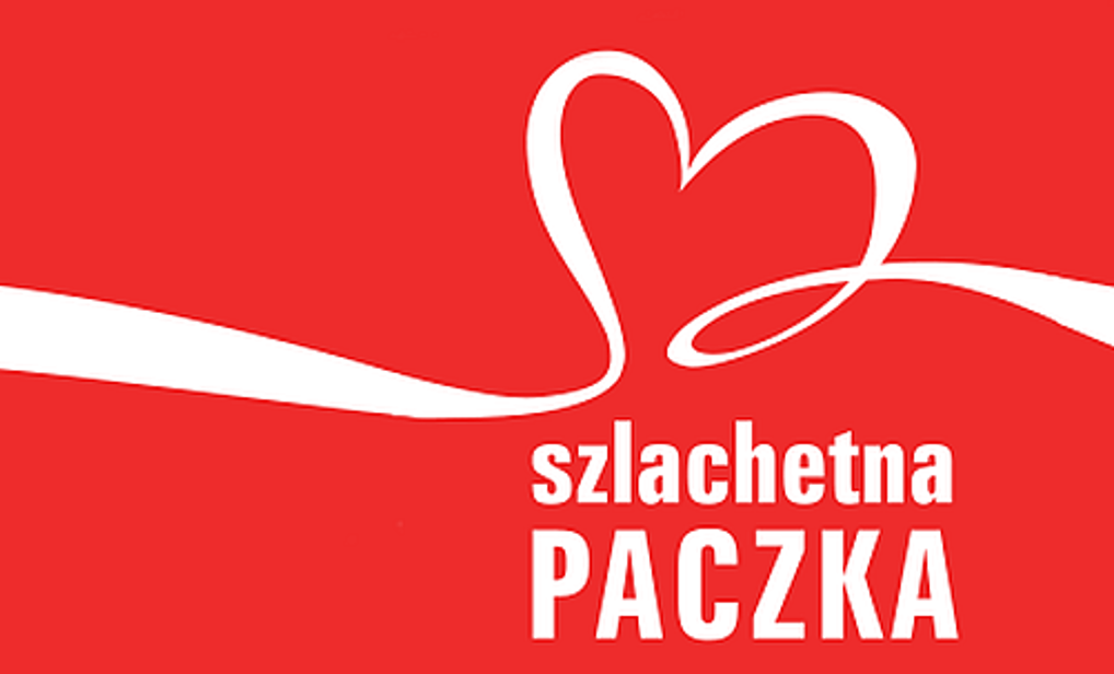 napis szlachetna paczka na czerwonym tle