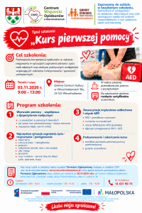 plakat informującym o kursie pierwszej pomocy
